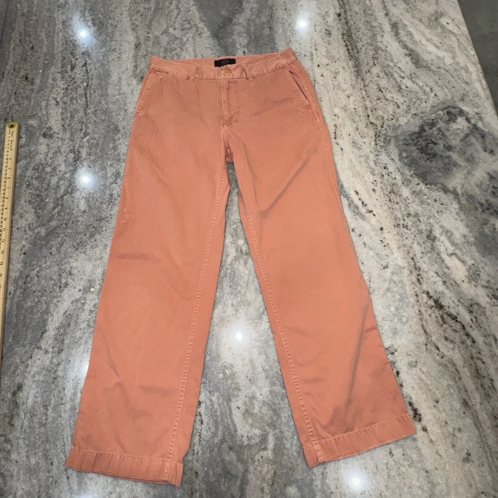 J. Crew Chino 31" Women 6 Salmon Pink Pants Straight Leg Ankle Distressed Preppy